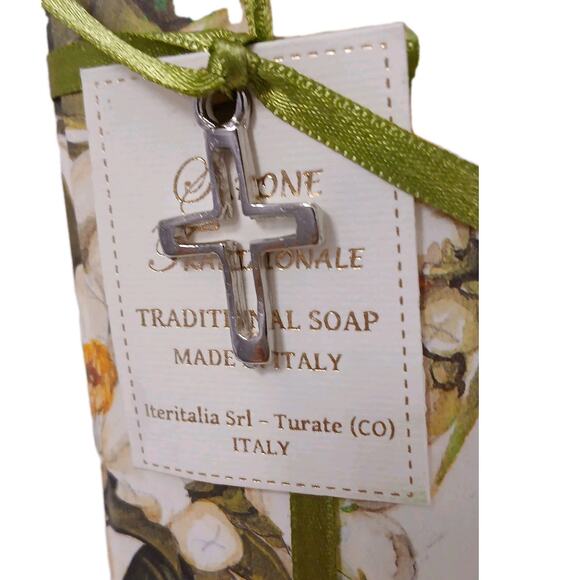 Gardenia Italian Soap Bar Luxury Gift Wrapped Italy Luxe Spa Bath CROSS PENDENT - Picture 2 of 6